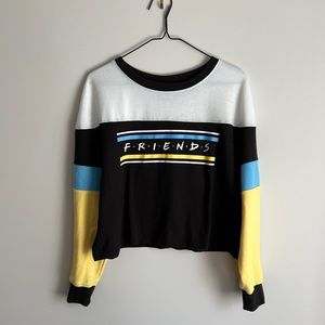Lightweight Friends Cropped Sweatshirt Color Block